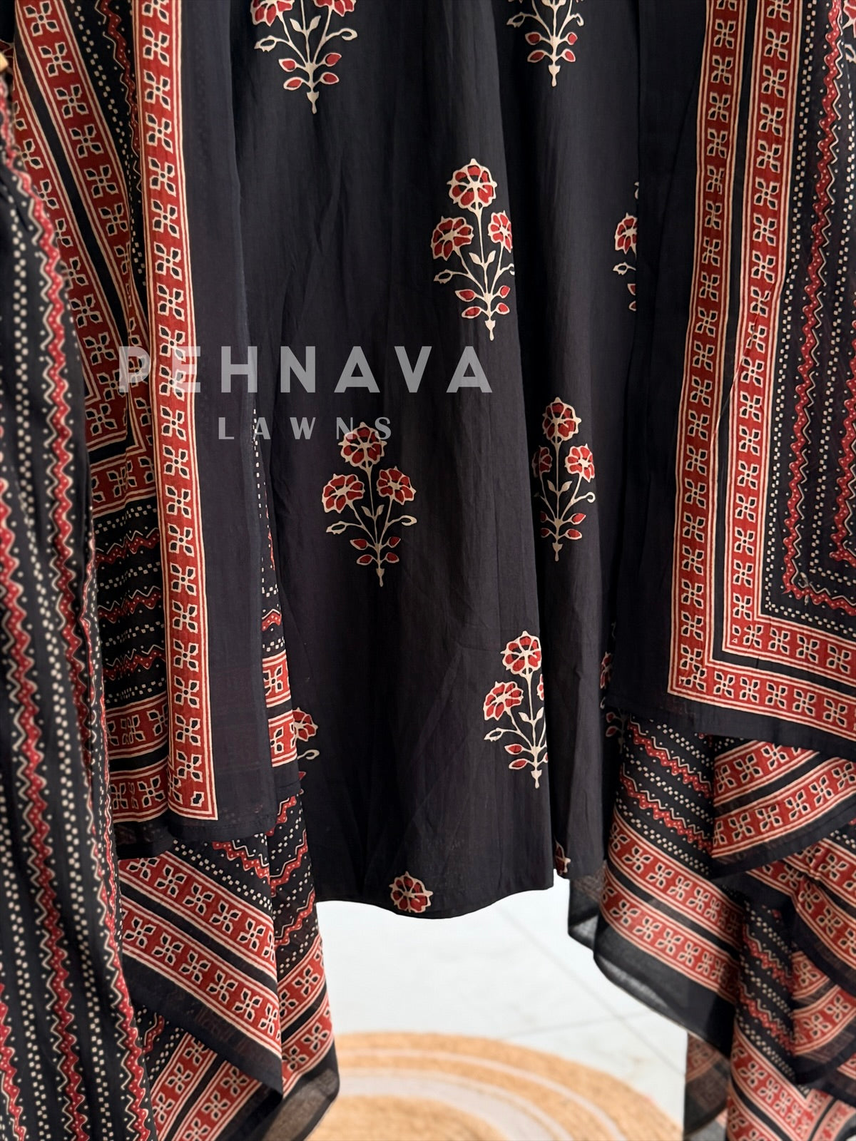 Floral Block Print Suit Set-18193