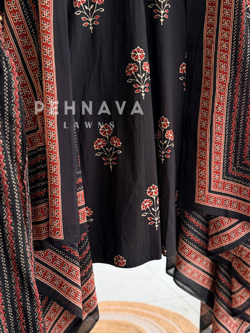Floral Block Print Suit Set-18193
