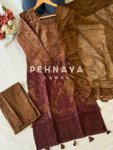 Multi Shaded Suit With Appliqué Design-1286D