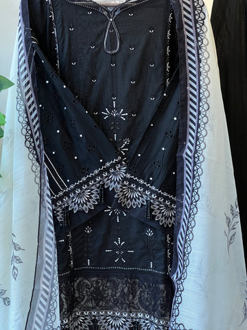 Azzal luxurious stitched embroidered suit - SABLE