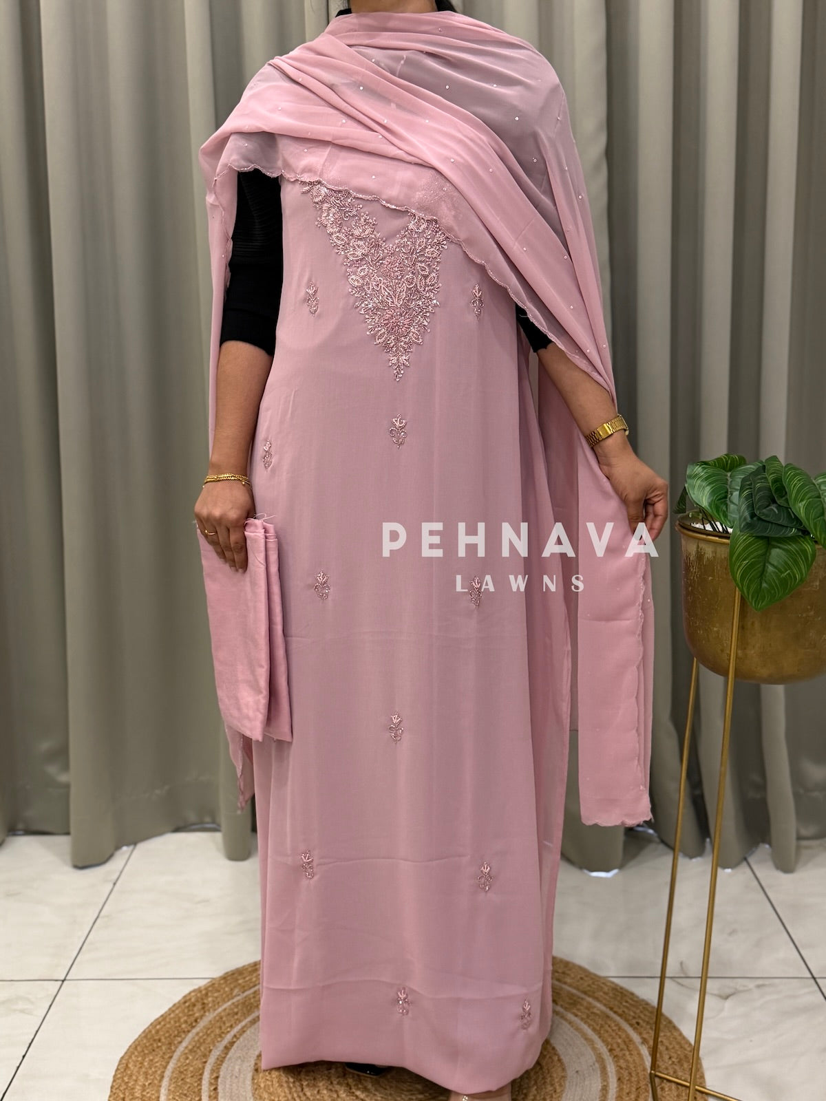 Premium Handworked Chiffon Unstitched Suit-1536
