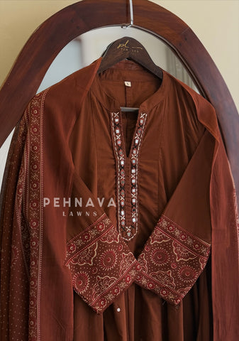 Border Printed Cotton Suit Set