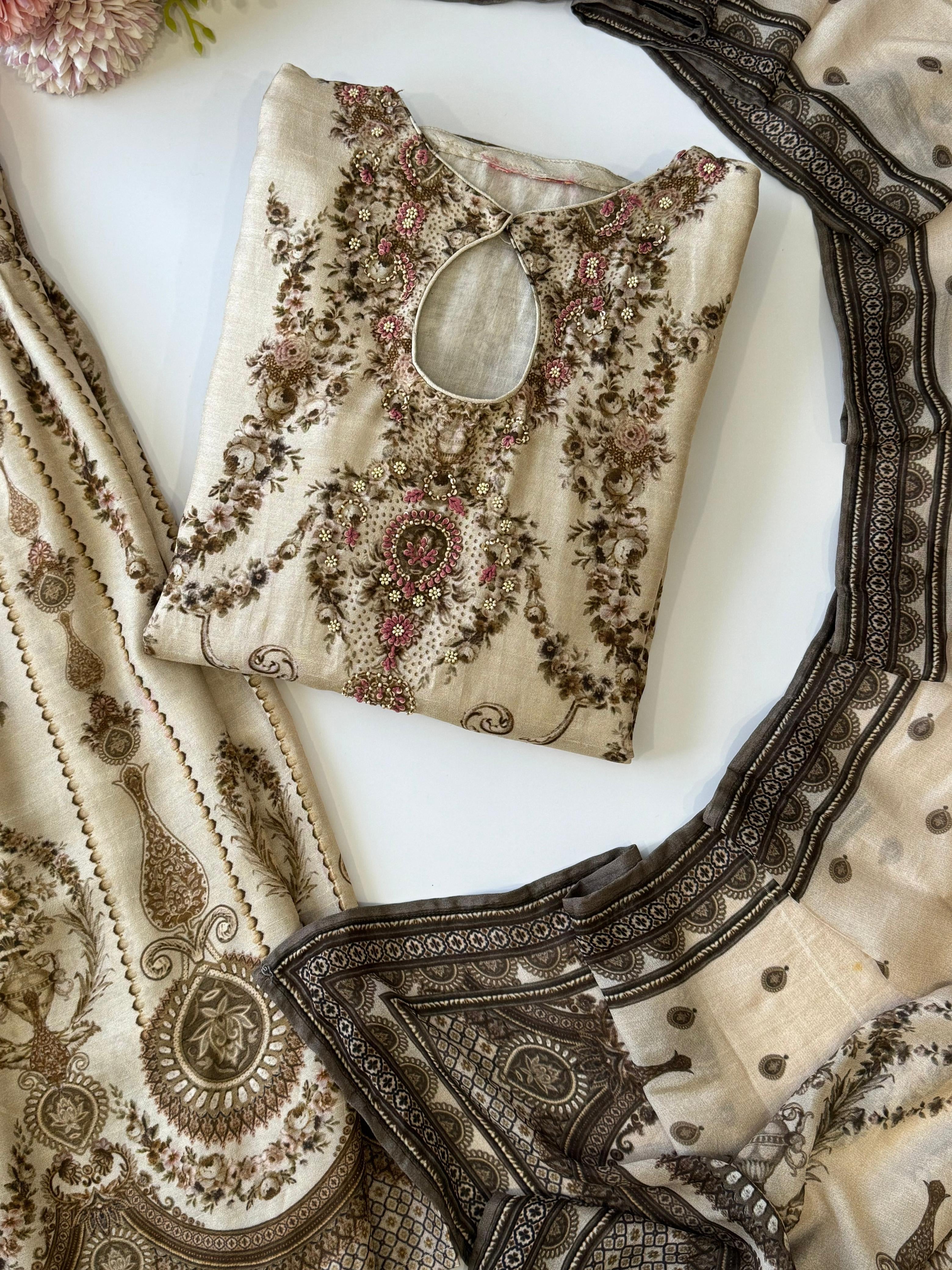 Premium Brown Paisley Print Kurta
