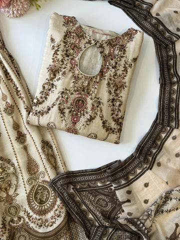 Premium Brown Paisley Print Kurta