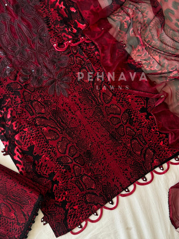 Red Embroidered Kurta Set