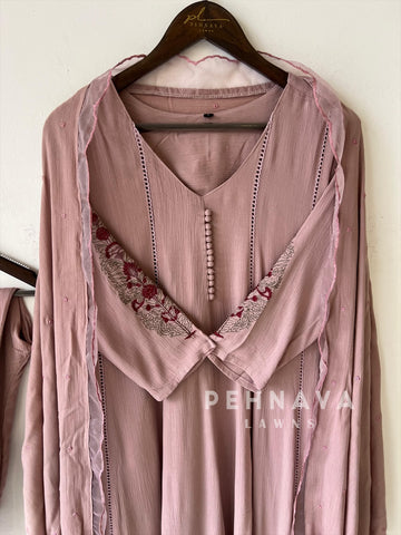 Crinkled Rayon Anarkali-6098