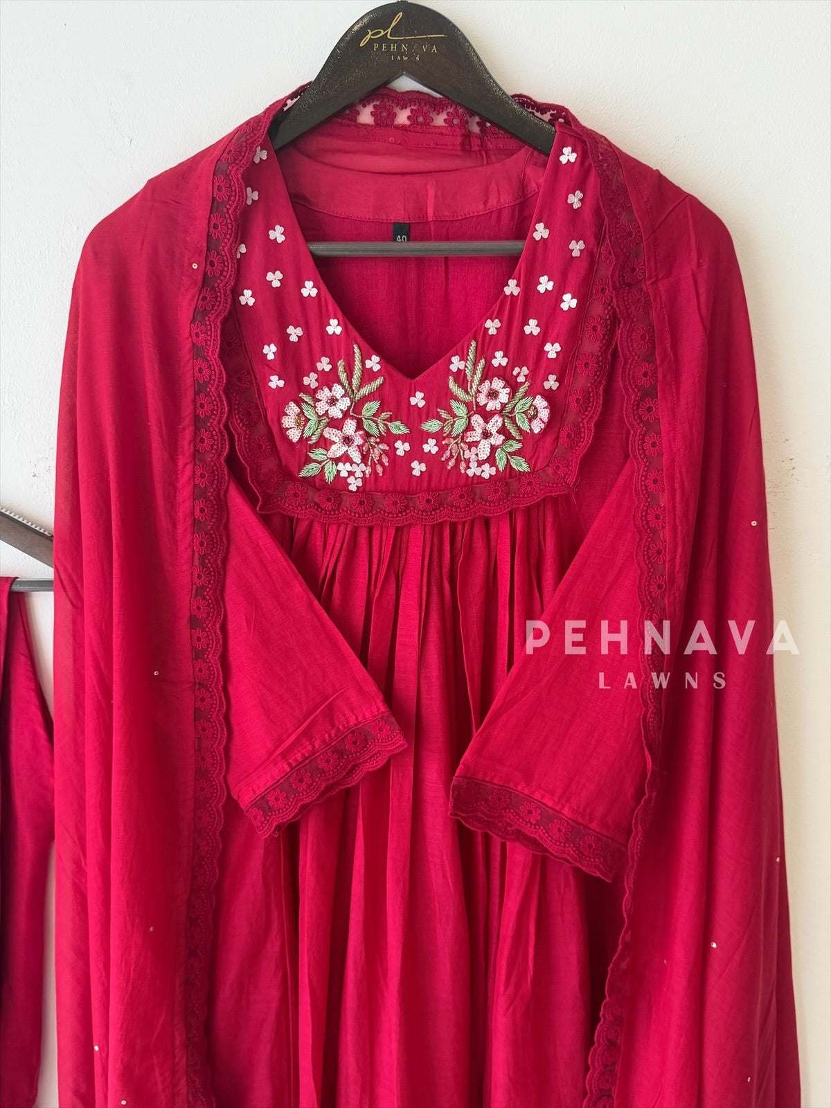 Lace‑Trimmed Embroidered Ensemble