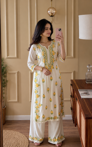 Chikankari Rayon Kurta Set - Pehnava Lawns