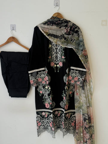 Black Casual Wear Cotton Suit-3771