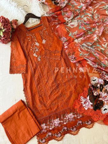 Cotton Lace Detail Suit 1263 - Pehnava Lawns