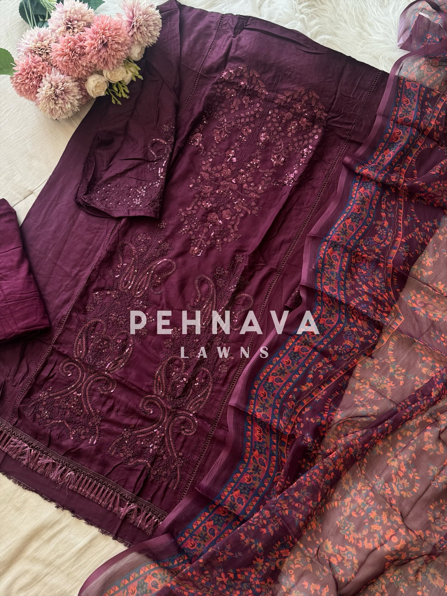 Semistitched Rayon Fully Embroidered Suit-with color options