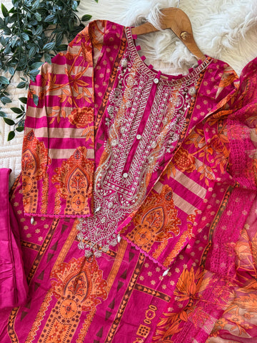 Elegant Mustard & Magenta Toned suit