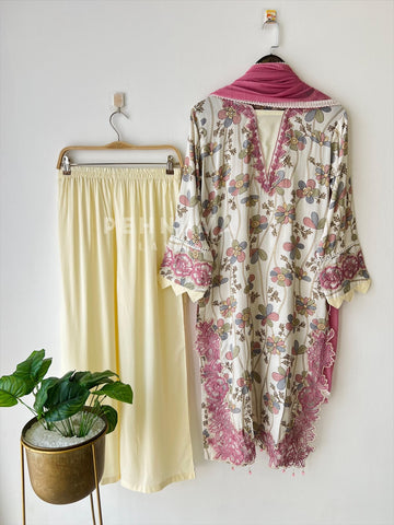 New Floral Embroidery Kurtha Suit