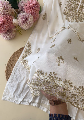 Pure Chinnon  handworked  Salwar