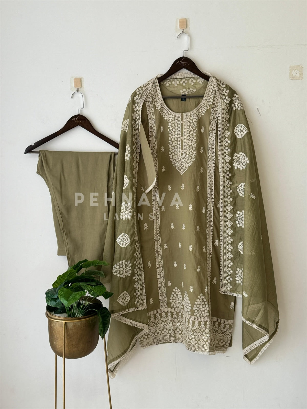 Premium Chanderi Embroidered Suit set-CC9