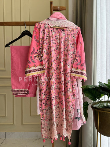 Printed Suit ft Embroidered  and Lace Detailing