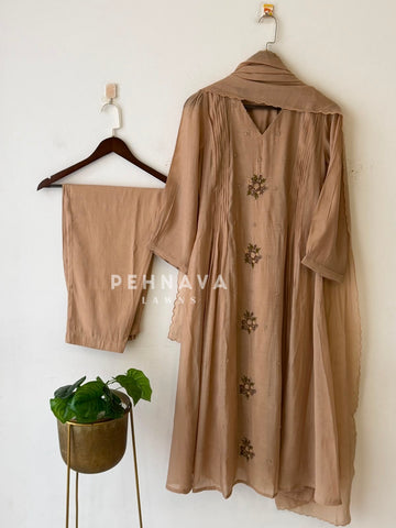 Floral Embroidered Pleated Ensemble 1681