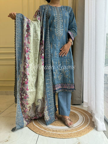 Cotton Embroidered Suit Ft.Cotton Duppatta-3537
