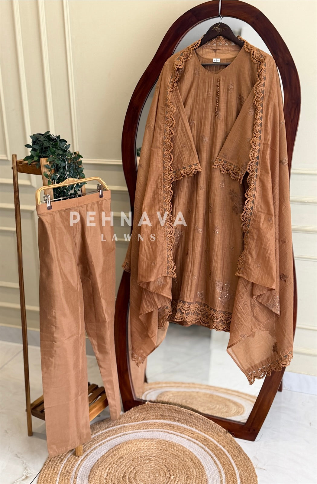 Embroidered Lace-Trimmed Suit Set