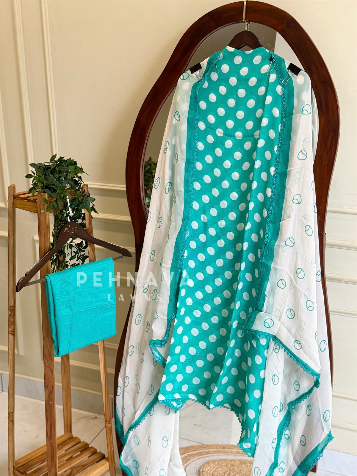 Polka Dot Unstitched Suit-3584