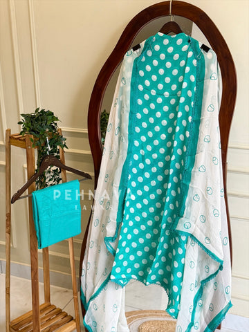 Polka Dot Unstitched Suit-3584