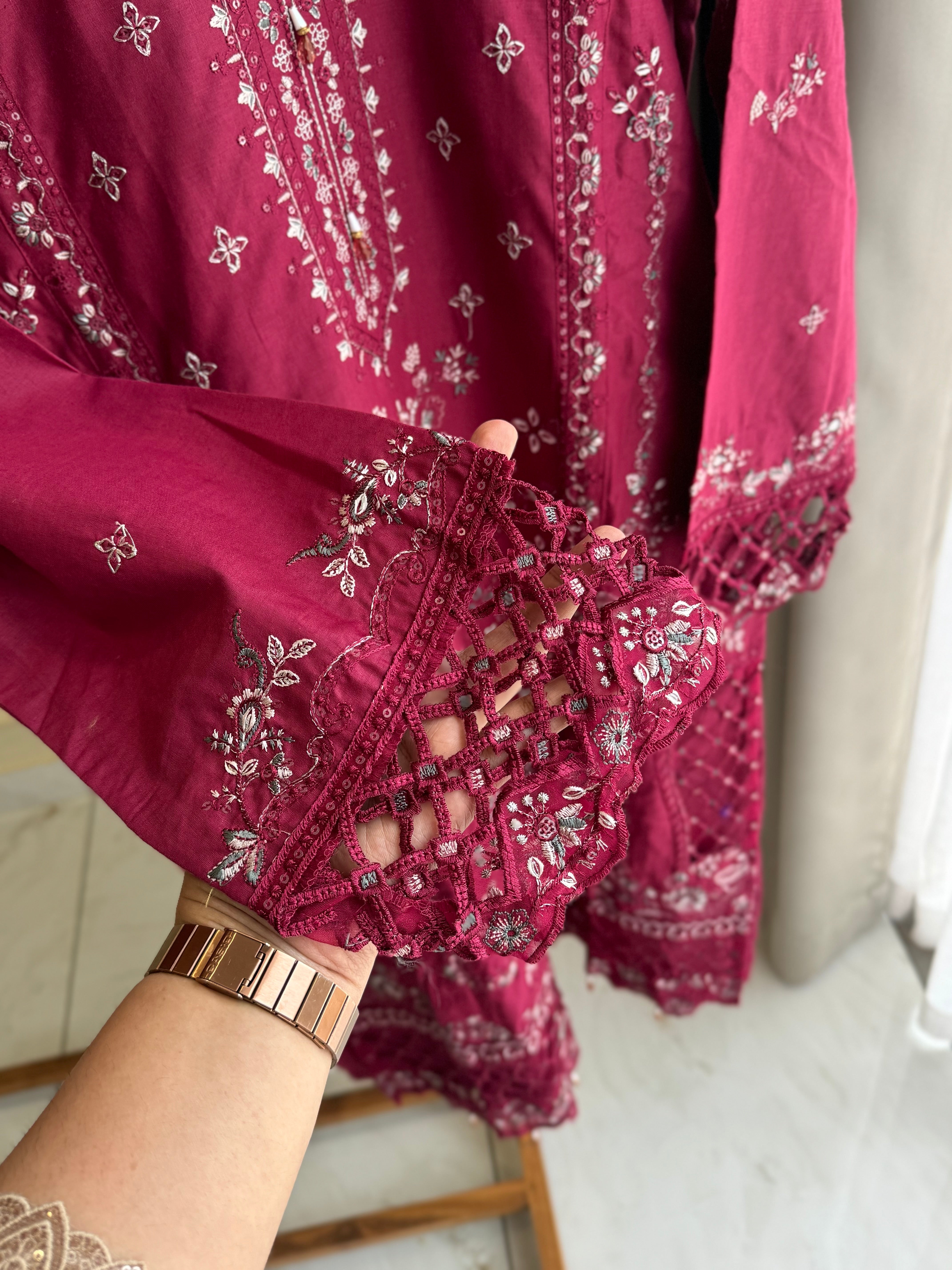 Dark Pink Embroidered Pakistani Suit-5364B