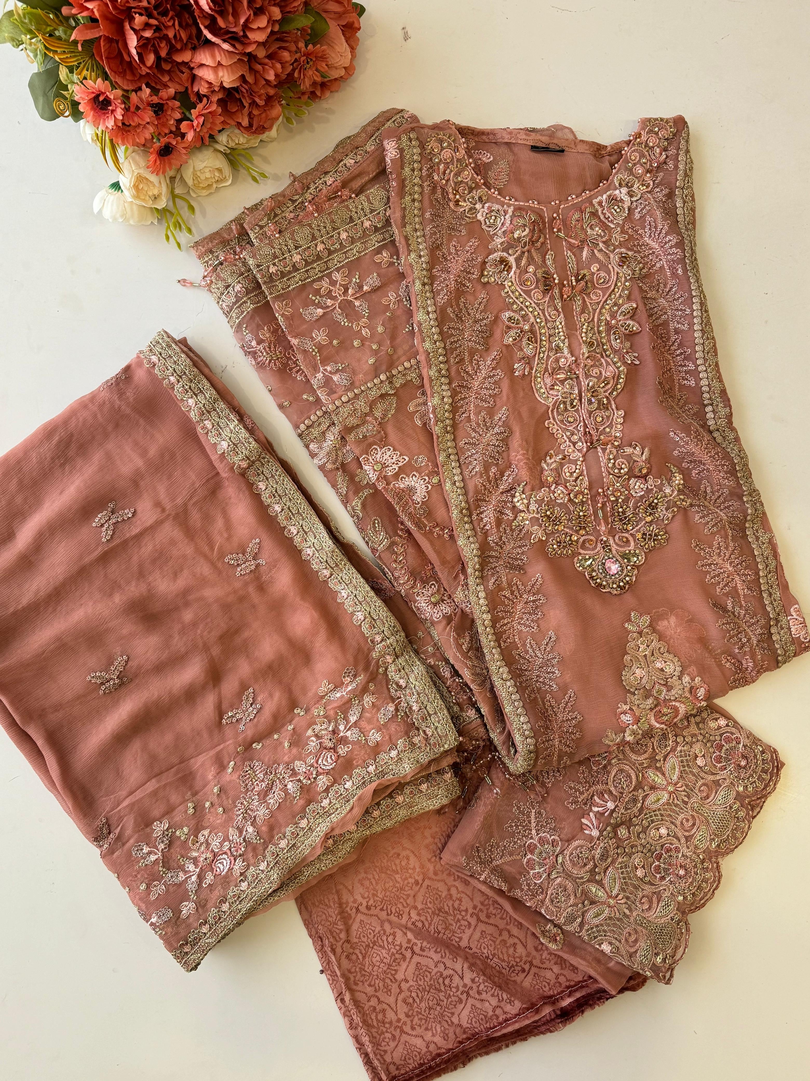 Luxurious Chiffon Embroidered Unstitched Suit-2