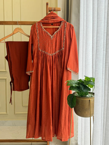 Pure Mul-chandheri Handworked Suit