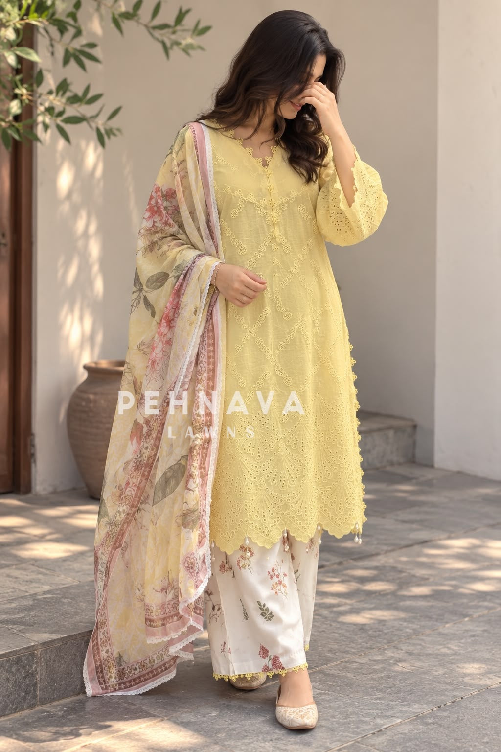 Floral Embroidered Three Piece Set 1218