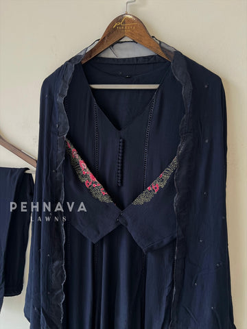 Crinkled Rayon Anarkali-6098