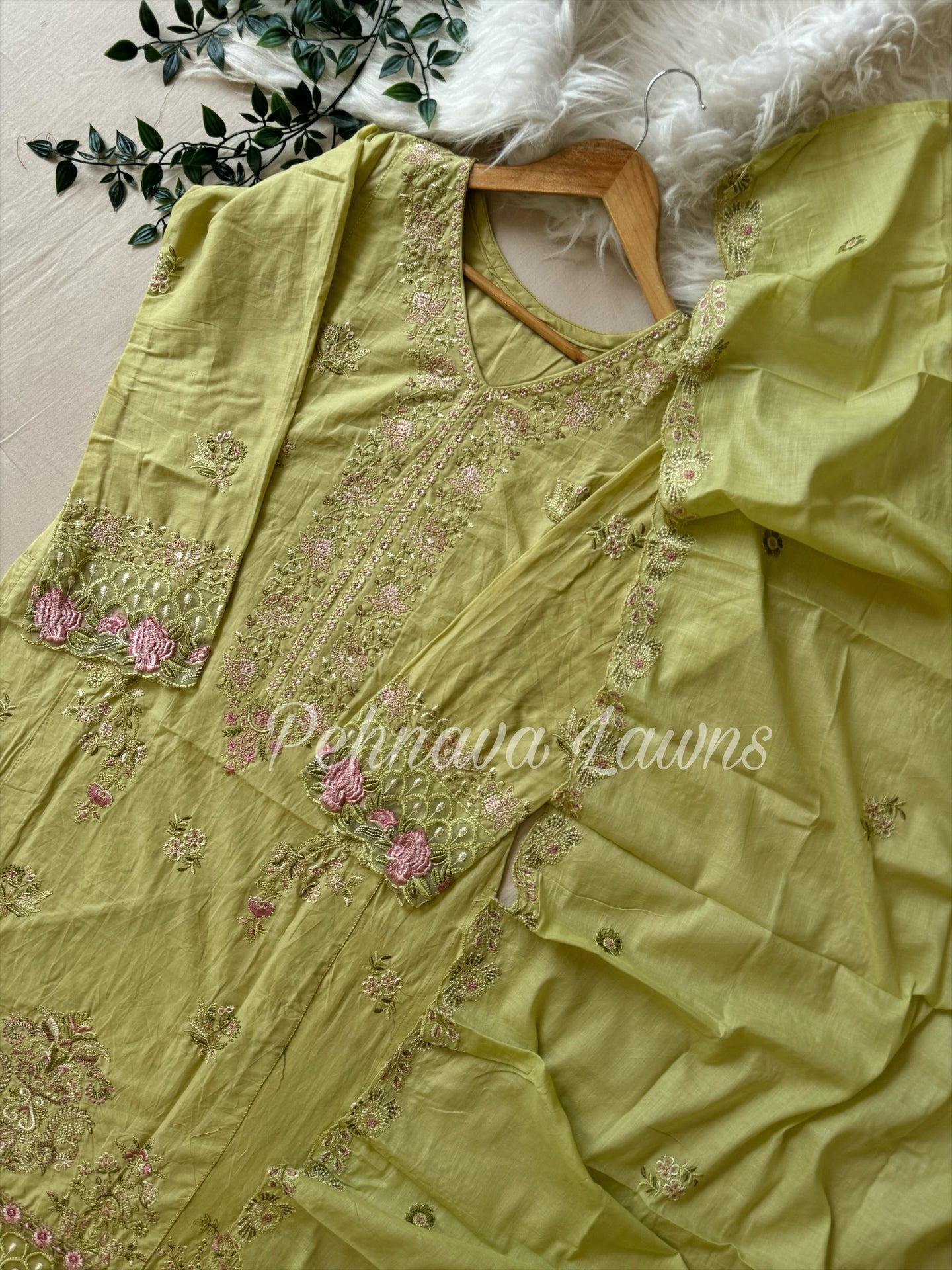 Cotton Suit Featuring embroidered dupatta-1063