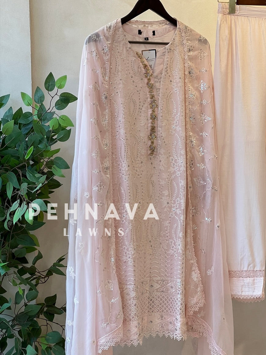 Agha Noor Formal Chiffon Sharara Ensemble - Pehnava Lawns