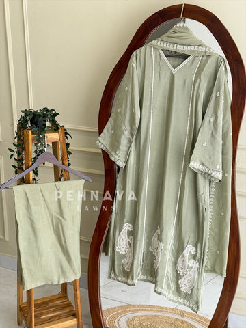 V-Neck Paisley Embroidered Suit-SN6018