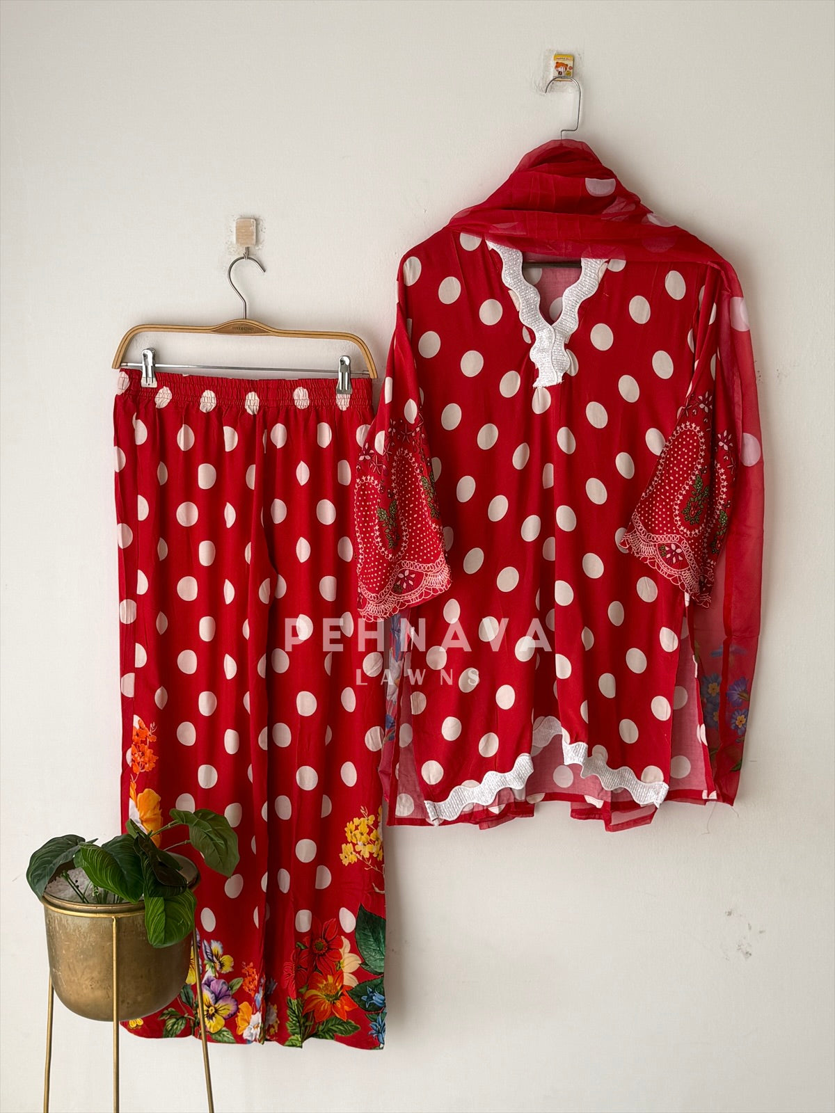Rayon Polka Dot Printed Suit LRC 354