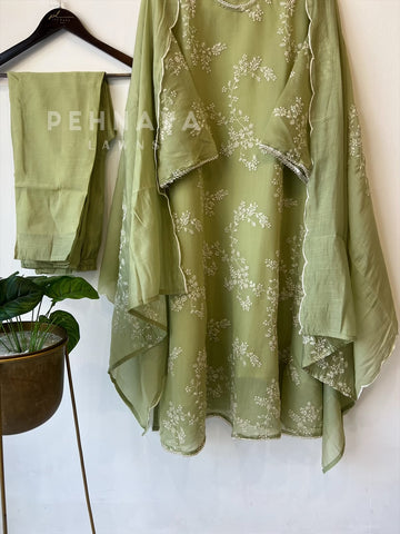 Elegant floral Embroidered  Suit-12818