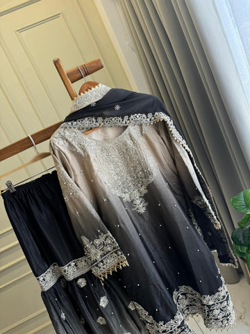 Georgette Embroidered Sharara Suit