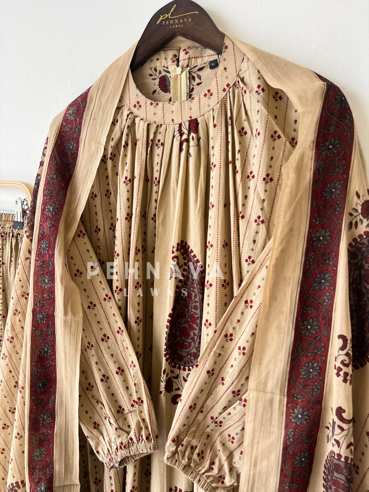 Cotton Paisley Print Three Piece Suit