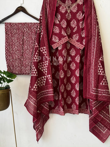 Intricate Block-Printed Cotton Suit Set