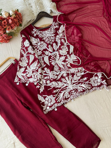 Party Wear Chiffon Georgette Suit Set-Colour Options - Pehnava Lawns