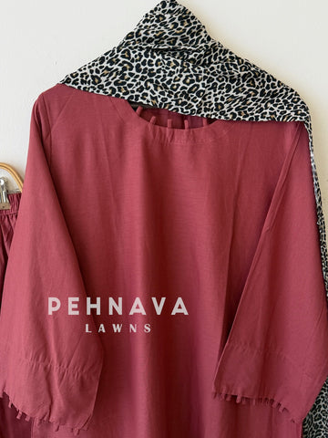 Animal Printed Dupatta Three Piece Set-2396