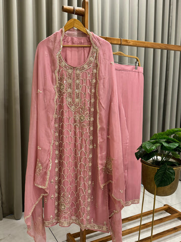 Premium Handworked Organza Salwar Kameez - Pehnava Lawns