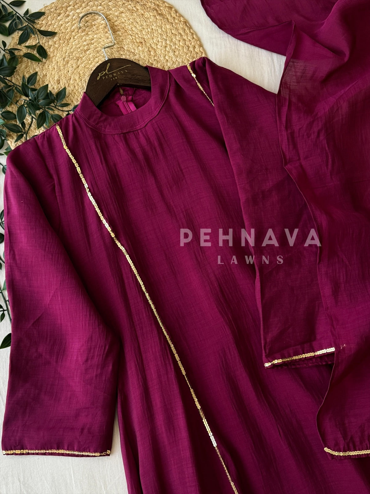 Panel Cut Full Flaired Anarkali-Magenta