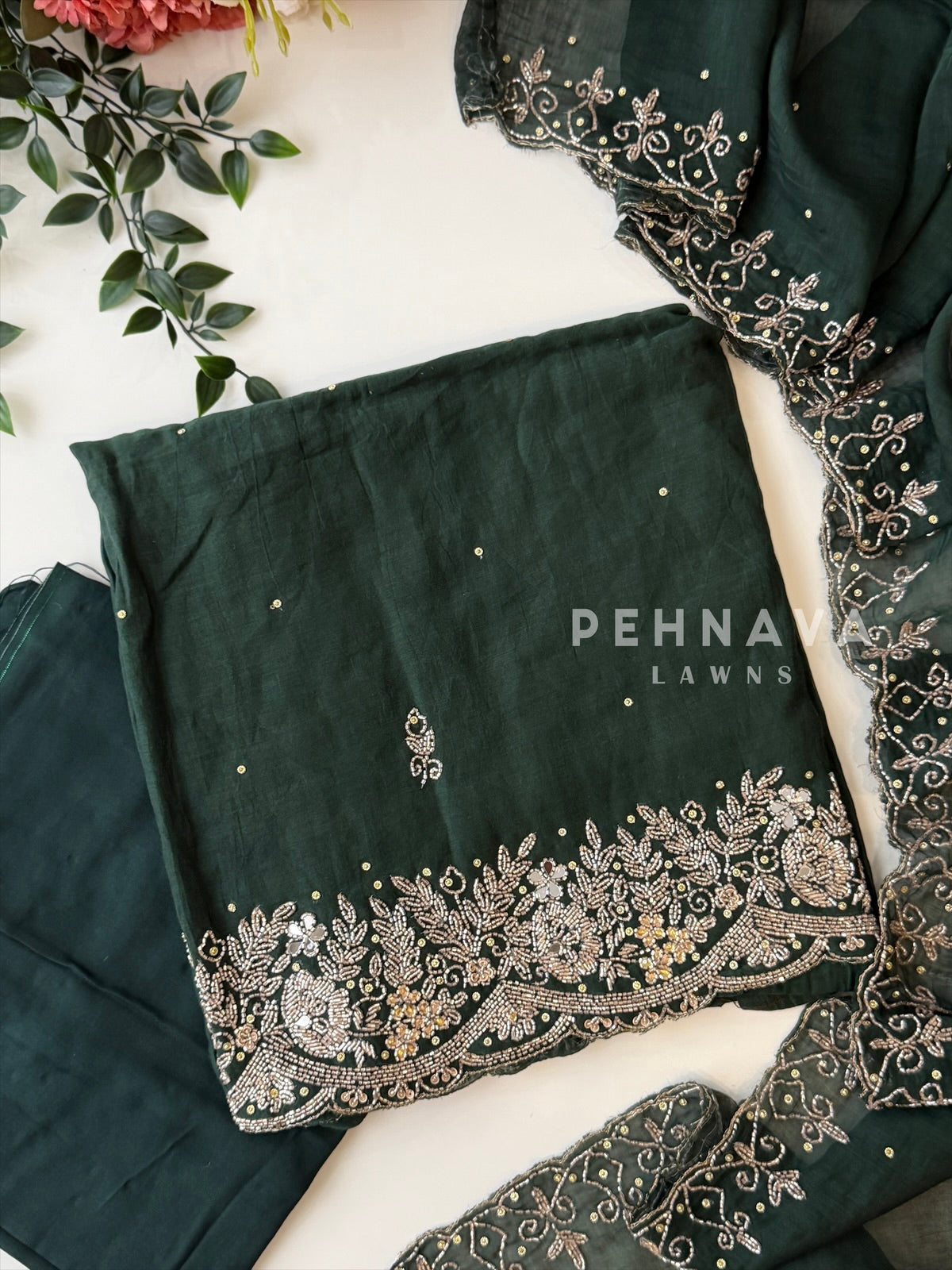 Chanderi Handworked Unstitched Suit-18566