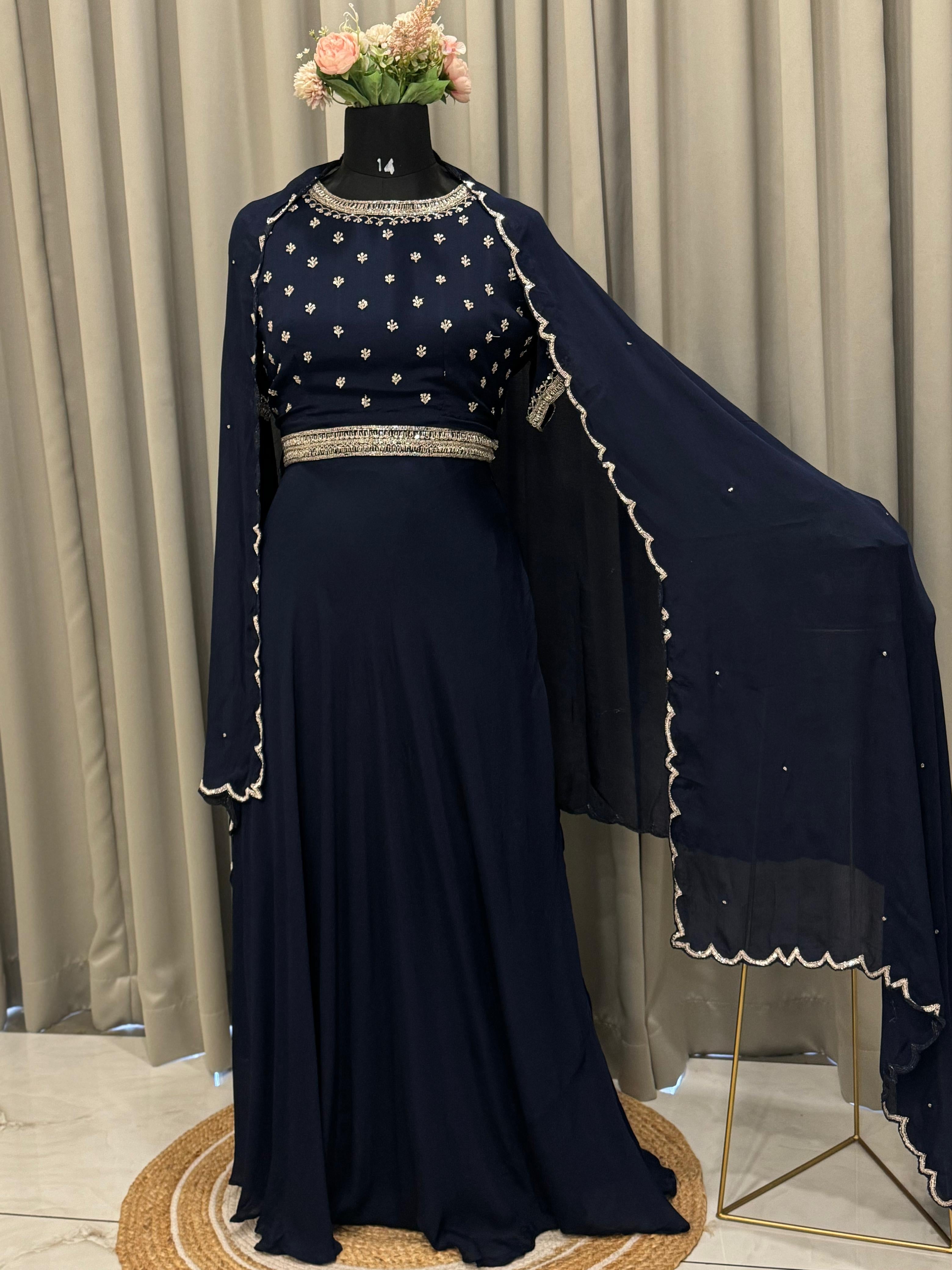 Chinnon Handworked crop Top and Skirt -3978