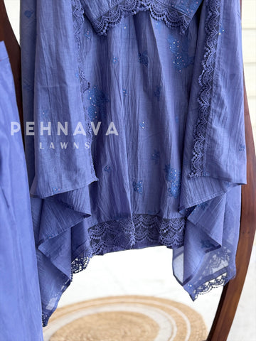 Embroidered Lace-Trimmed Suit Set