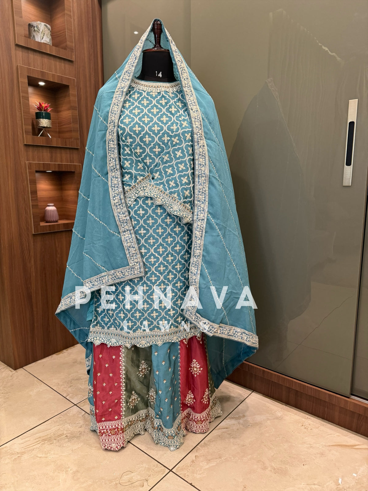 Georgette embroidered party wear-9701 - Pehnava Lawns
