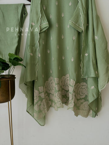 Chanderi  Embroidered Suit 12693