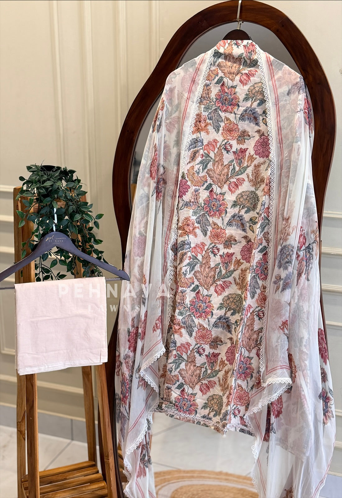 Floral Embroidered Unstitched Suit-4192 - Pehnava Lawns