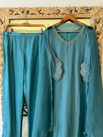 Premium  and elegant russian silk handworked suit-color options
