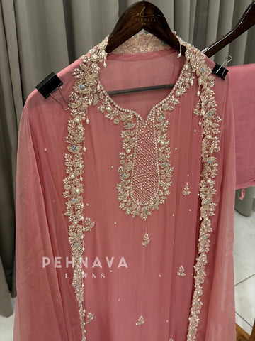 Premium Chiffon Handwork Semi-Stitched Suit-1078